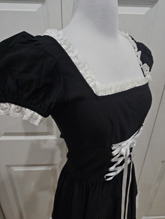 Dolls Kill Widow Cute Goth Absolute Grim Black White Lace Up Corset Mini Dress S - Picture 5 of 11